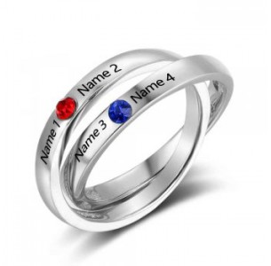 Mother's Ring, Birthstone Ring, Sterling Silver Personalized Engravable Ring JEWJORI102738